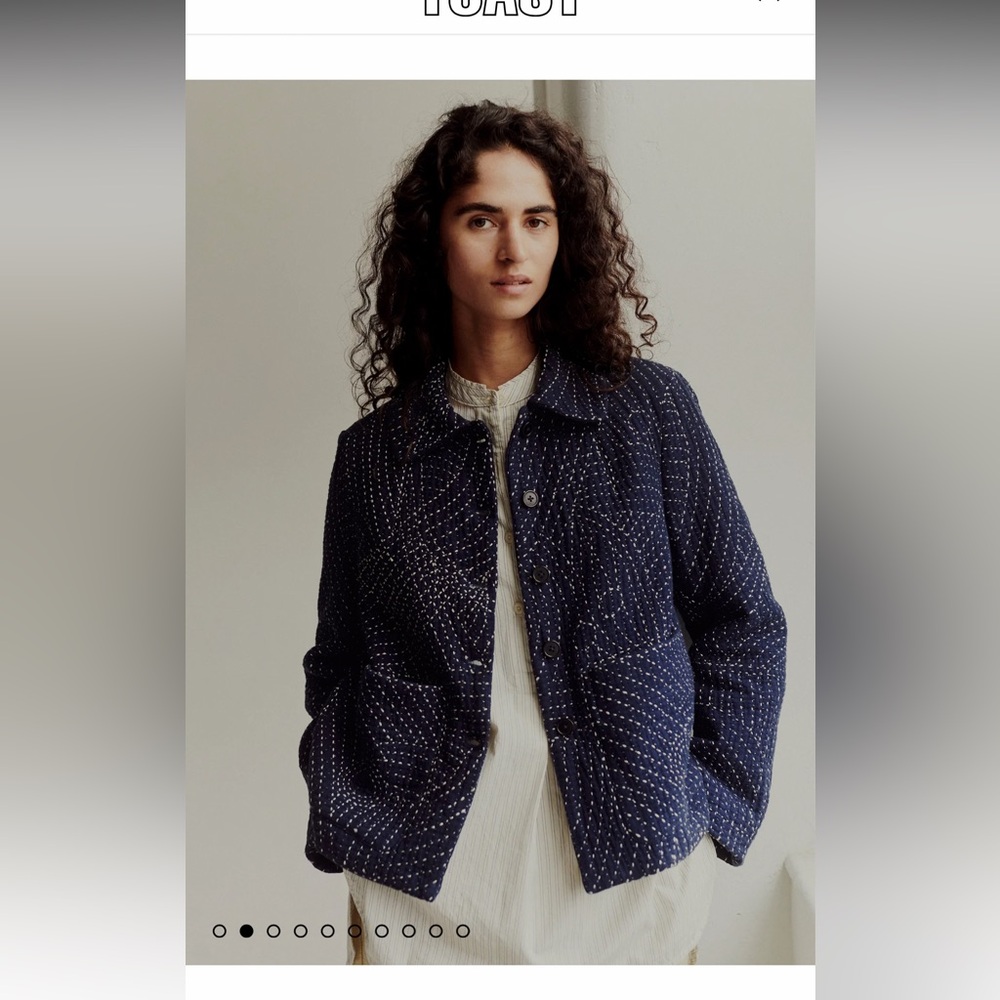 Toast UK Hand Embroidered Kantha Jacket Indigo Size US 12 UK 16 Beautiful
